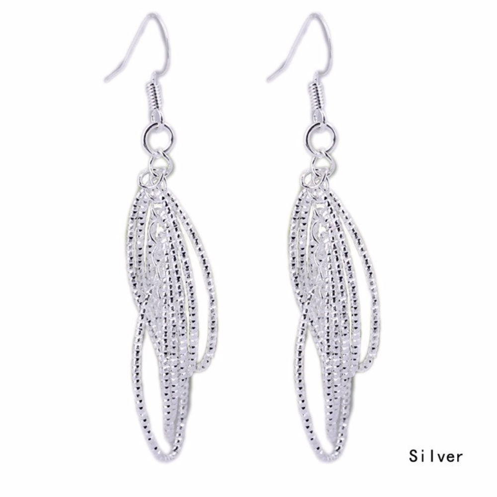 Sterling Silver Draped Circle Drop Dangle Earrings - Picture 5 of 6